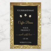 黒エレガント金ゴールドグリッター製品ラベル宝石 フードラベル (シングルラベル)