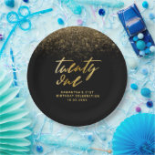 黒エレガント金ゴールドグリッター21歳の誕生日パーティー ペーパープレート (パーティー)