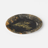 黒エレガント金ゴールドグリッター50th誕生日パーティー ペーパープレート (アングル)