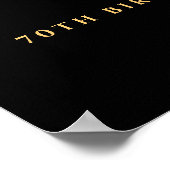 黒エレガント金ゴールドグリッター70th誕生日パーティー ポスター (角)