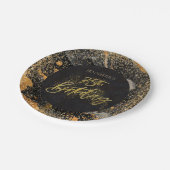 黒エレガント金ゴールドグリッター75th誕生日パーティー ペーパープレート (アングル)