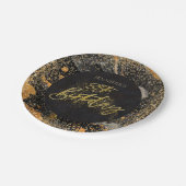 黒エレガント金ゴールドグリッター85th誕生日パーティー ペーパープレート (アングル)