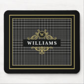 黒エレガント金ゴールドグレンプレイドモノグラム マウスパッド (正面)