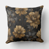 黒エレガント金ゴールドグレーフローラ クッション (裏面)