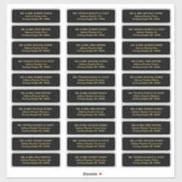 黒エレガント金ゴールドゲストリストの宛名ラベル シール