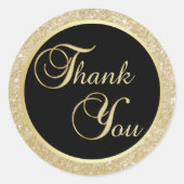 黒エレガント金ゴールドサンキュー封筒用シール ラウンドシール (正面)