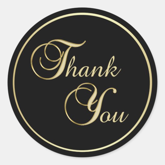 黒エレガント金ゴールドサンキュー封筒用シール ラウンドシール (正面)