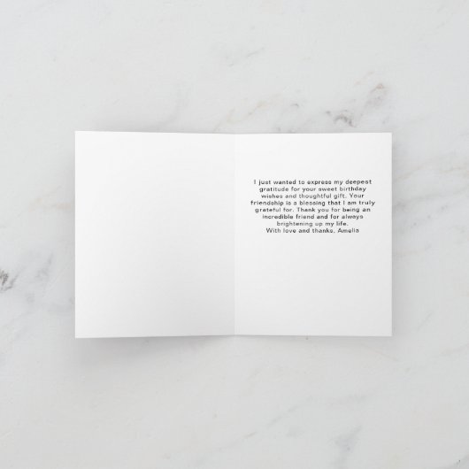 黒エレガント金ゴールドサンフォト誕生日 サンキューカード (内部)