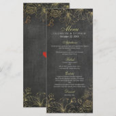 黒エレガント金ゴールドシャルボードフローラ結婚のメニュー メニュー (正面/裏面)