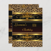 黒エレガント金ゴールドジュエル60番誕生日招待状 招待状 (正面/裏面)