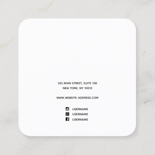 黒エレガント金ゴールドスクリプトスタッドイヤリング スクエア名刺 (裏面)