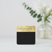 黒エレガント金ゴールドスクリプトスタッドイヤリング スクエア名刺 (スタンド正面)