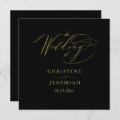 黒エレガント金ゴールドスクリプトタイポグラフィ結婚の プログラム (正面/裏面)