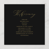 黒エレガント金ゴールドスクリプトタイポグラフィ結婚の プログラム (裏面)