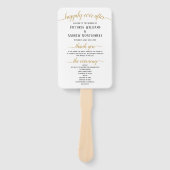 黒エレガント金ゴールドスクリプトミニマル結婚式 プログラム ハンドファン (正面)