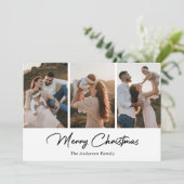 黒エレガント金ゴールドスクリプト写真メリークリスマス シーズンカード (スタンド正面)