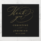 黒エレガント金ゴールドスクリプト名結婚の感謝 スパークリングワインラベル (シングルラベル)