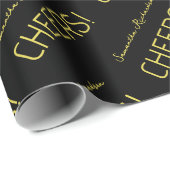 黒エレガント金ゴールドスクリプト名 ラッピングペーパー (ロールコーナー)