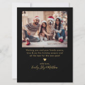 黒エレガント金ゴールドスクリプト2フォトクリスマス シーズンカード (裏面)