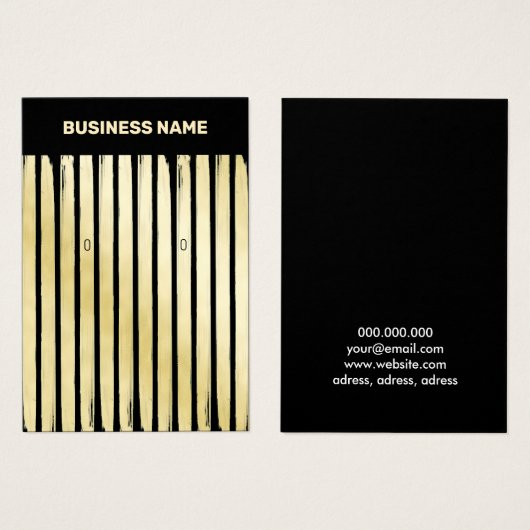 黒エレガント金ゴールドストライプのイヤリング表示カード (正面&裏面)