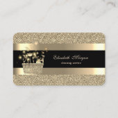 黒エレガント金ゴールドストライプのグリッター洗浄 名刺 (正面)
