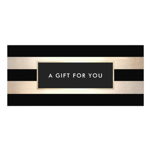 黒エレガント金ゴールドストライプのスパギフト証明書 ラックカード (正面)