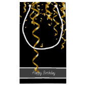 黒エレガント金ゴールドストリーマー、編集可能文字 スモールペーパーバッグ (裏面)