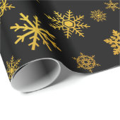黒エレガント金ゴールドスノーフレークパーティーラップ ラッピングペーパー (ロールコーナー)