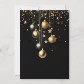黒エレガント金ゴールドスパークルバウブルクリスマスパーティー 招待状 (裏面)
