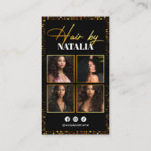 黒エレガント金ゴールドスパークルフォト美容師 名刺 (裏面)