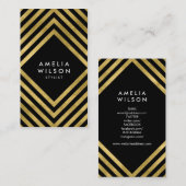 黒エレガント金ゴールドスフェイクタイリスト 名刺 (正面/裏面)