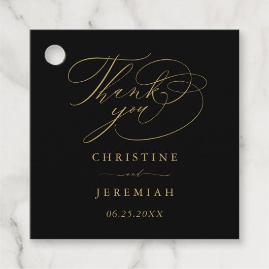 黒エレガント金ゴールドス結婚クリプト フェイバータグ (正面)