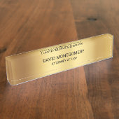 黒エレガント金ゴールドタイポグラフィ弁護士 デスクネームプレート (側面)