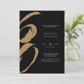 黒エレガント金ゴールドタイポグラフィ60誕生日 招待状 (スタンド正面)