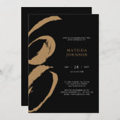 黒エレガント金ゴールドタイポグラフィ60誕生日 招待状 (正面/裏面)