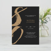 黒エレガント金ゴールドタイポグラフィ80誕生日 招待状 (スタンド正面)