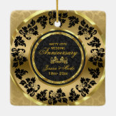 黒エレガント金ゴールドダマスク50周年記念 セラミックオーナメント (裏面)