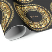 黒エレガント金ゴールドテンプレート ラッピングペーパー (ロールコーナー)