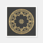 黒エレガント金ゴールドデザイン スタンダードカクテルナプキン (正面)