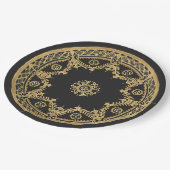 黒エレガント金ゴールドデザイン ペーパープレート (アングル)