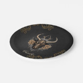 黒エレガント金ゴールドトナカイ ペーパープレート (アングル)