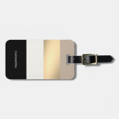 黒エレガント金ゴールドニュートラルパーソナライズされたパレット ラゲッジタグ (正面横)