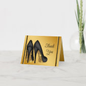 黒エレガント金ゴールドハイヒール靴ありがとう サンキューカード (正面)