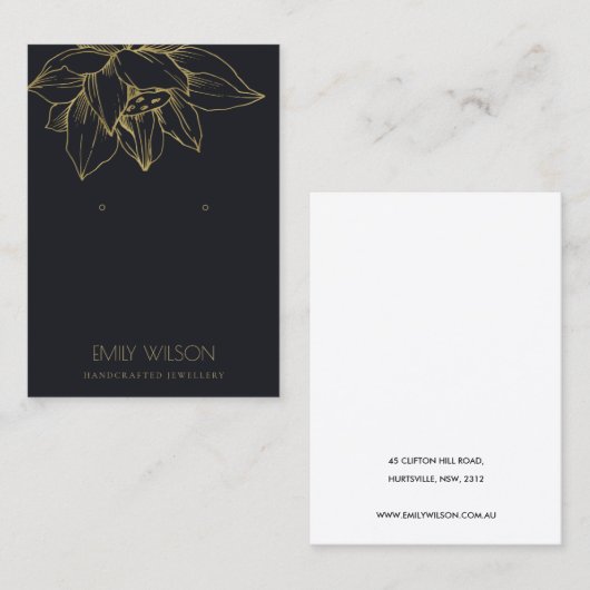 黒エレガント金ゴールドハシンプルスイヤリング表示器 名刺 (正面/裏面)