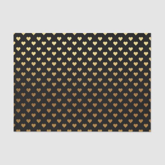 黒エレガント金ゴールドハートのパターンのラップ 薄葉紙 (正面)