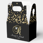 黒エレガント金ゴールドハートモノグラム結婚Rの贈り物 フェイバーボックス (オープン)