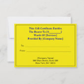 黒エレガント金ゴールドハート、ラグジュアリーギフト証明書 (裏面)