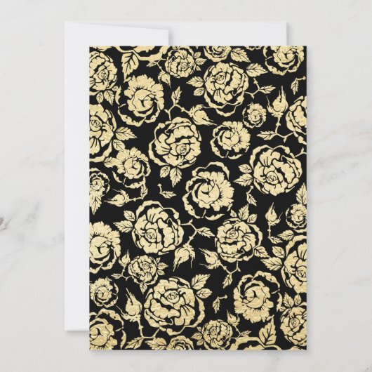黒エレガント金ゴールドバラサプライズ30歳の誕生日 招待状 (裏面)