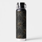 黒エレガント金ゴールドバラダマスクゴシック ウォーターボトル (背面)