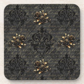 黒エレガント金ゴールドバラダマスクゴシック コースター (正面)